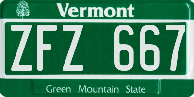 VT license plate ZFZ667