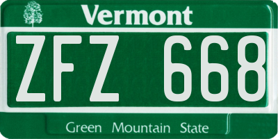 VT license plate ZFZ668