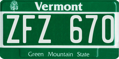 VT license plate ZFZ670