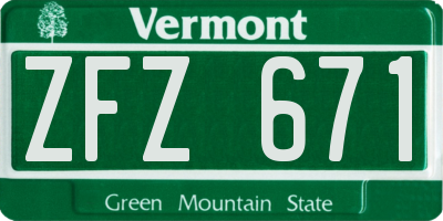VT license plate ZFZ671