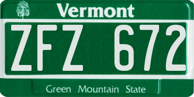VT license plate ZFZ672