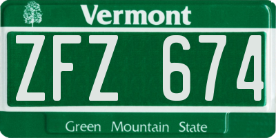 VT license plate ZFZ674
