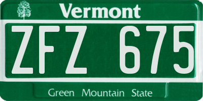 VT license plate ZFZ675