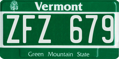 VT license plate ZFZ679