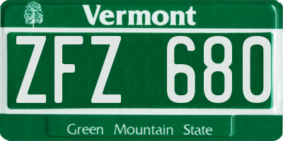 VT license plate ZFZ680