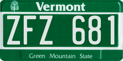 VT license plate ZFZ681