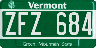 VT license plate ZFZ684