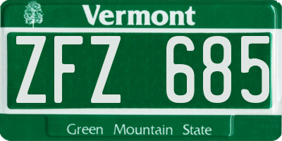 VT license plate ZFZ685