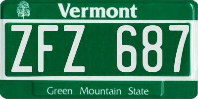 VT license plate ZFZ687