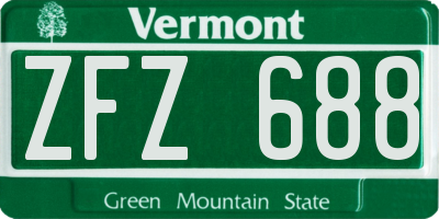 VT license plate ZFZ688