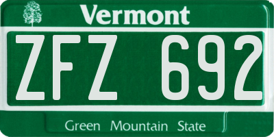 VT license plate ZFZ692