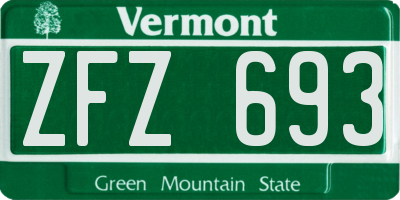 VT license plate ZFZ693