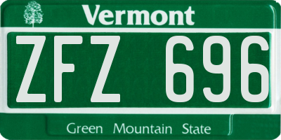 VT license plate ZFZ696