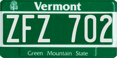 VT license plate ZFZ702