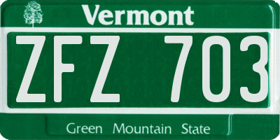 VT license plate ZFZ703
