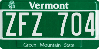 VT license plate ZFZ704
