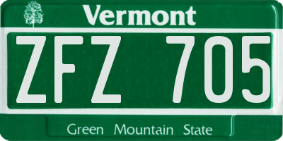 VT license plate ZFZ705