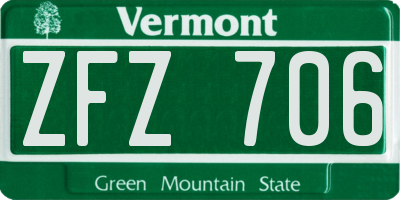 VT license plate ZFZ706