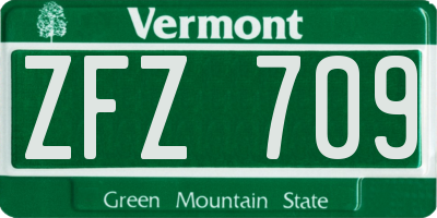 VT license plate ZFZ709
