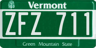 VT license plate ZFZ711