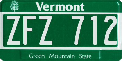 VT license plate ZFZ712