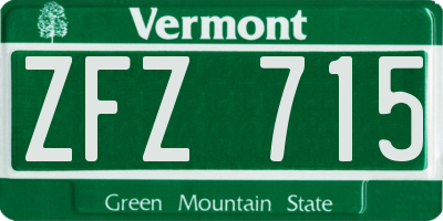 VT license plate ZFZ715