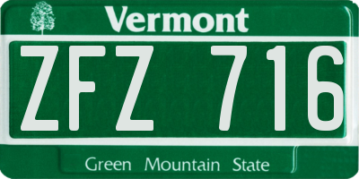 VT license plate ZFZ716