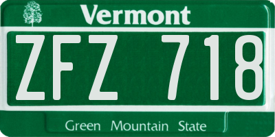 VT license plate ZFZ718