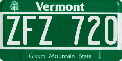 VT license plate ZFZ720
