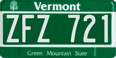 VT license plate ZFZ721