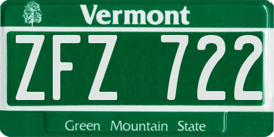 VT license plate ZFZ722