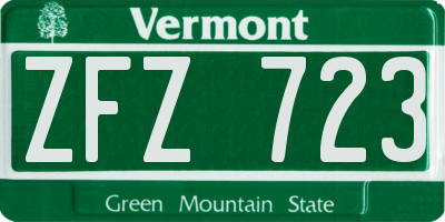 VT license plate ZFZ723