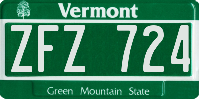 VT license plate ZFZ724