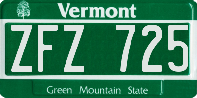 VT license plate ZFZ725