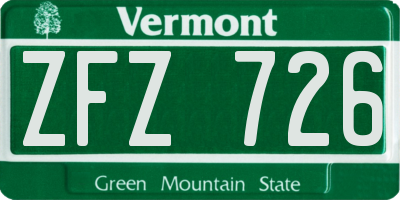 VT license plate ZFZ726