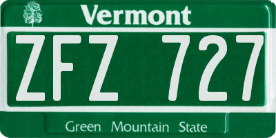 VT license plate ZFZ727