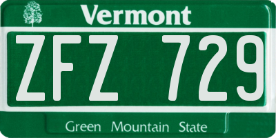 VT license plate ZFZ729