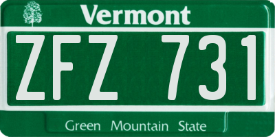 VT license plate ZFZ731