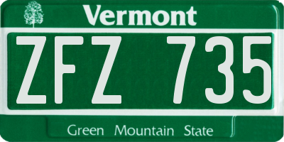 VT license plate ZFZ735