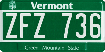VT license plate ZFZ736