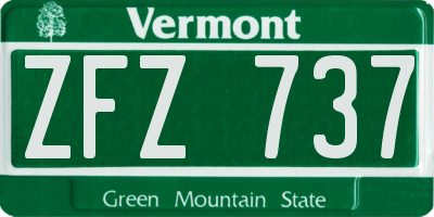 VT license plate ZFZ737
