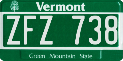 VT license plate ZFZ738