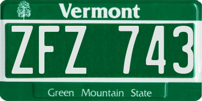 VT license plate ZFZ743