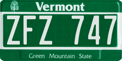 VT license plate ZFZ747