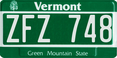 VT license plate ZFZ748