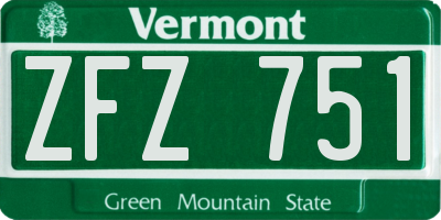 VT license plate ZFZ751