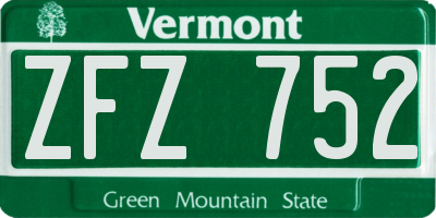 VT license plate ZFZ752