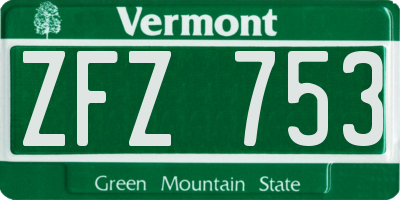 VT license plate ZFZ753