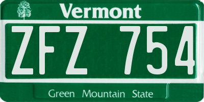 VT license plate ZFZ754