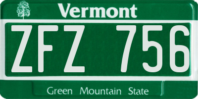 VT license plate ZFZ756